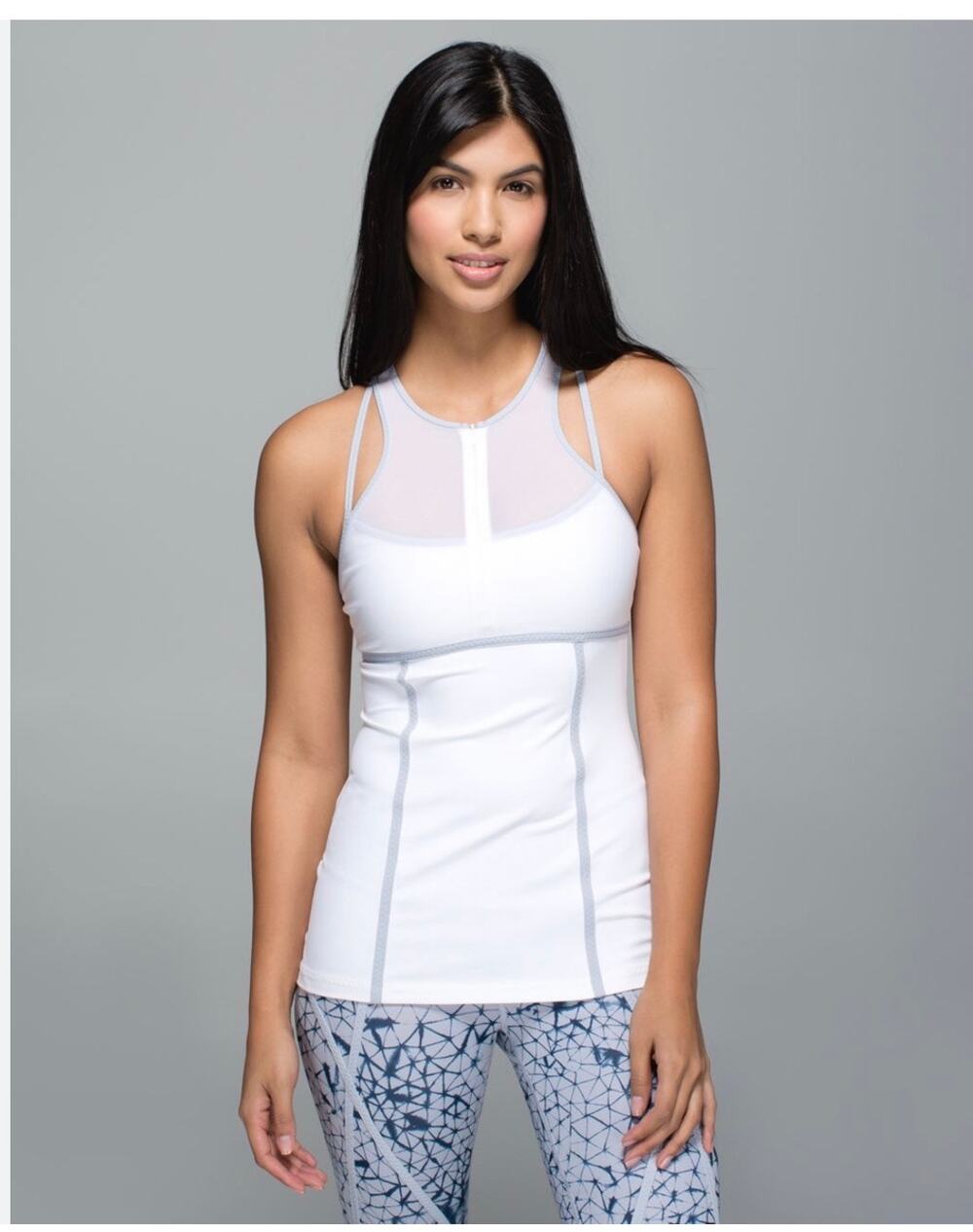 Lululemon Womens Mesh Strappy Racerback Tank Size 6 White Athletic Yoga
